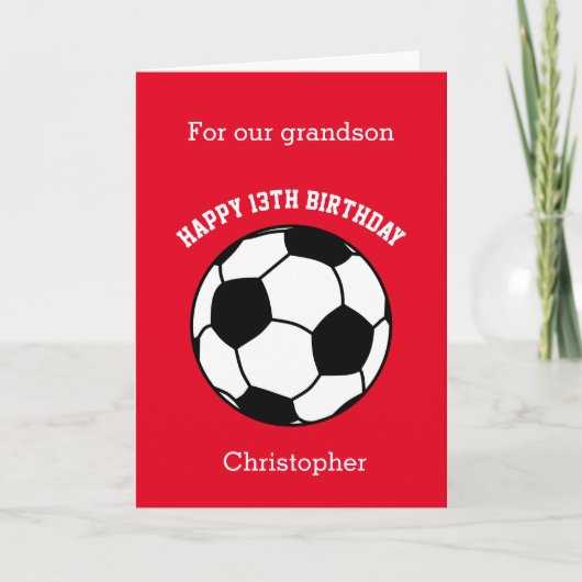 Carte Red Soccer Sport 13e anniversaire (Devant)