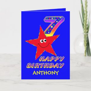 Carte Red Star 7th Birth Nom personnalisé