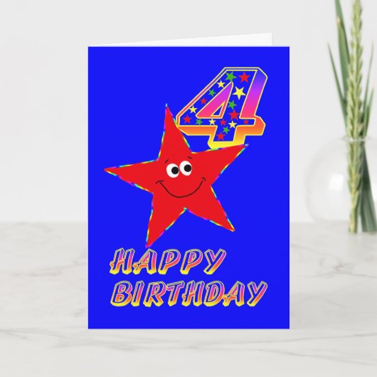 Carte Red Star Happy 4th Birthday (Devant)