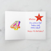 Carte Red Star Happy 4th Birthday (Intérieur)