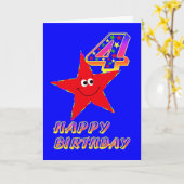 Carte Red Star Happy 4th Birthday (Fleur jaune)