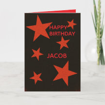 Red Stars Black Background Retro Grunge Birthday