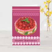 Carte Red strawberry cake birthday (Fleur jaune)