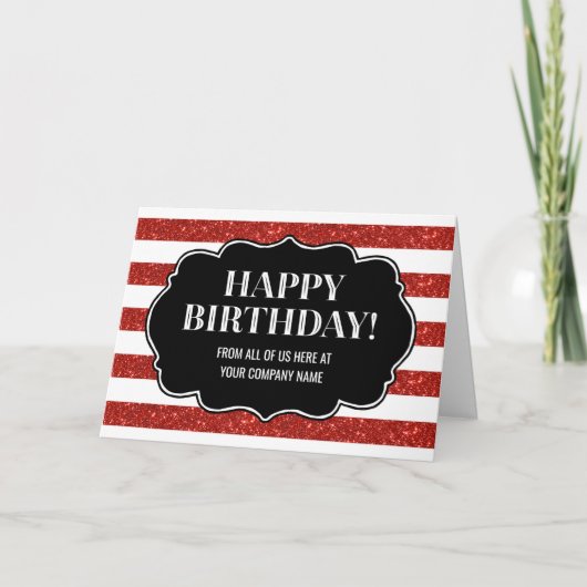 Carte Red Stripes Business De Groupe Anniversaire (Devant)