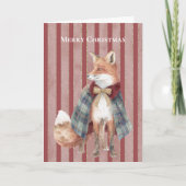 Carte Red Stripes Fox Christmas (Devant)