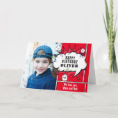 Carte Red Superhero Comic Boy Photo Anniversaire (Devant)