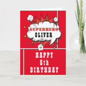 Carte Red Superhero Comic Speech Bubble Boy Anniversaire (Devant)