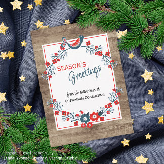 Carte Red Turquoise Blue Bird & Floral Folal Art W