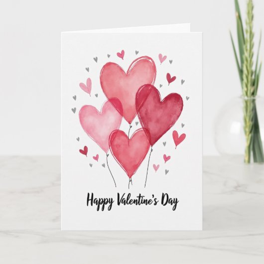 Carte Red Valentines Day Heart Balloon Card (Devant)