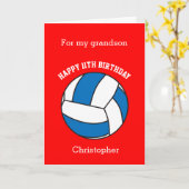 Carte Red Volleyball 11th Birthday (Fleur jaune)