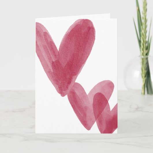 Carte Red watercolor hearts on Valentine's Card (Devant)
