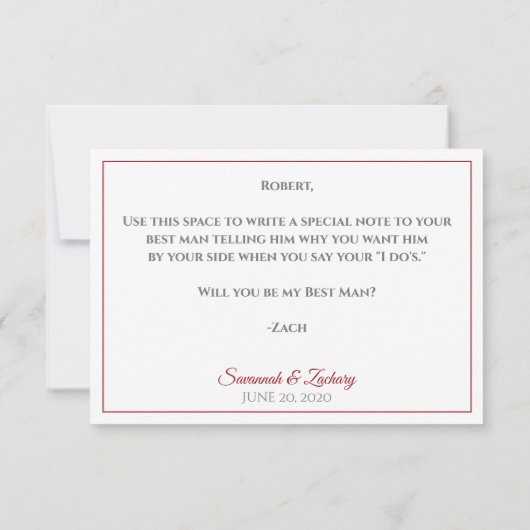 Carte Red & White Be My Best Man Fun Bow Cravate (Dos)