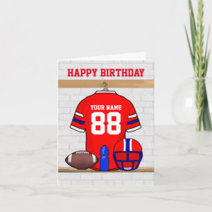 Carte Red White Blue Football Jersey Joyeux Anniversaire