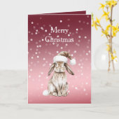 Carte Red White Bokeh Dots Christmas Bunny Rabbit Hat (Fleur jaune)