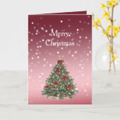 Carte Red White Bokeh Dots Christmas Tree with Bows (Fleur jaune)