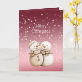 Carte Red White Bokeh Dots Snowman Christmas (Fleur jaune)