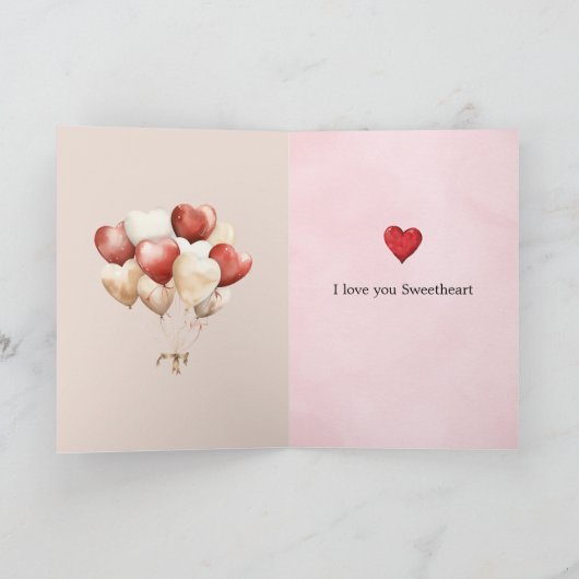 Carte Red White Cream Hearts Love Valentine's Day (Intérieur)