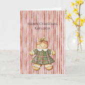 Carte Red White Stripes Christmas Gingerbread Girl (Fleur jaune)
