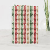 Carte Red White Stripes Christmas Ribbons Snowman (Dos)