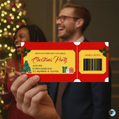 Carte Red & Yellow Bold Christmas Party Entry P Ticket 
