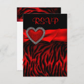 Carte Red Zebra Red Heart RSVP (Devant / Derrière)