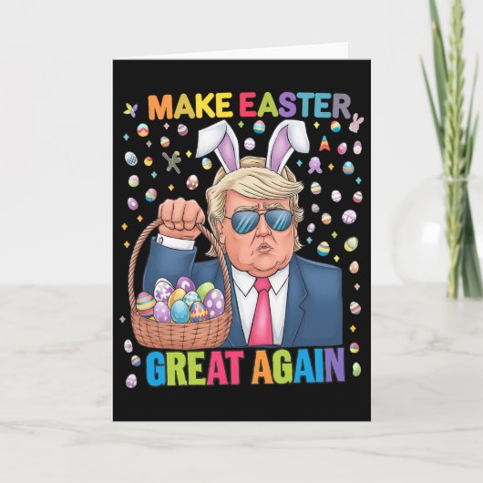 Carte Refaire Pâques Grande Encore Drôle de Lapin Trump  (Devant)