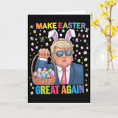Carte Refaire Pâques Grande Encore Drôle de Lapin Trump  (Fleur jaune)
