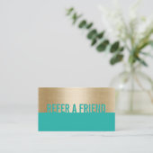 Carte référral | Gold & Turquoise Classy (Debout devant)