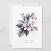 Carte Refined Black White Illustration Leaves & Flowers (Devant)