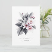 Carte Refined Black White Illustration Leaves & Flowers (Debout devant)
