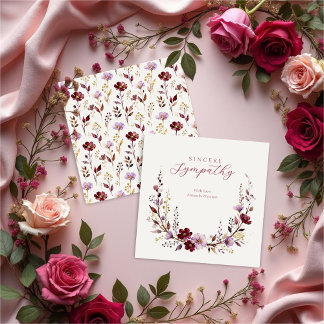 Carte Refined Burgundy Wildflowers & Branches Sympathy