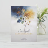 Carte Refined Gold & Navy Blue Botanical Branch Sympathy (Debout devant)