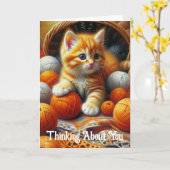 Carte Réfléchissez à vous | Cute Orange Kitten (Fleur jaune)
