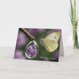 Carte Reflet de papillon et de fleur de lilas dans une g