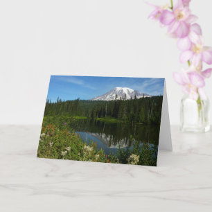 Carte Reflet du lac du mont Rainier avec des fleurs sauv