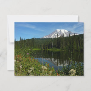 Carte Reflet du lac du mont Rainier avec des fleurs sauv