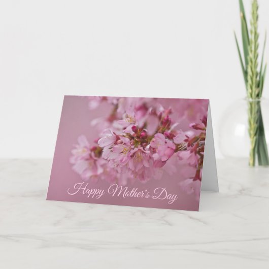 Carte Reflets Rose Pâle des Fleurs de Cerisier Sakura (Devant)