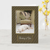 CARTE RÉFLEXION COSY - CHIEN FLUFFÉ À LA MAISON (Fleur jaune)