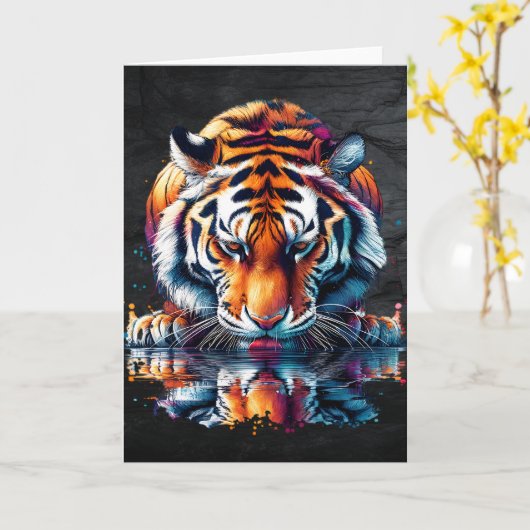 Carte Réflexion de l'eau potable tigre (Fleur jaune)