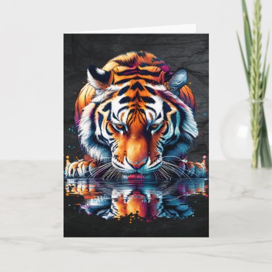 Carte Réflexion du tigre buvant de l'eau (Devant)
