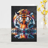 Carte Réflexion du tigre buvant de l'eau (Fleur jaune)