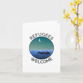 Carte Réfugiés Bienvenue bateau Secourir la mer Justice (Fleur jaune)