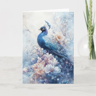 Carte Regal Peacock Niché Parmi Des Fleurs Délicates