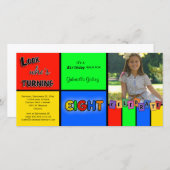 Carte Regard coloré dont l'Invitation d'anniversaire att (Devant / Derrière)