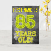 Carte Regard effrayant à aura lumineuse "85 ANS !" + Nom (Fleur jaune)
