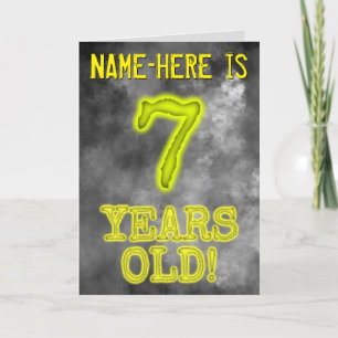 Carte Regard Effrayant d'Aura Lumineuse "7 ANS!" + Nom