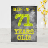 Carte Regard rougeoyant éffrayant d'aura "71 ANNÉES !" + (Fleur jaune)