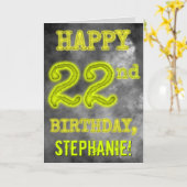 Carte Regard rougeoyant éffrayant "JOYEUX 22ème (Fleur jaune)