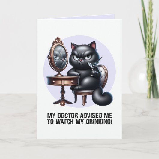Carte Regarde ma consommation drôle chat noir (Devant)