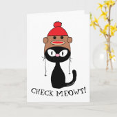 Carte Regarde Meowt ! Noir Chat w Sock Singe Casquette A (Fleur jaune)